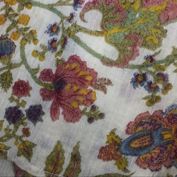 CHAPS Blouse Top Floral Peasant Elastic Scoop Neck Sheer Lightweight Size Small - Picture 8 of 10